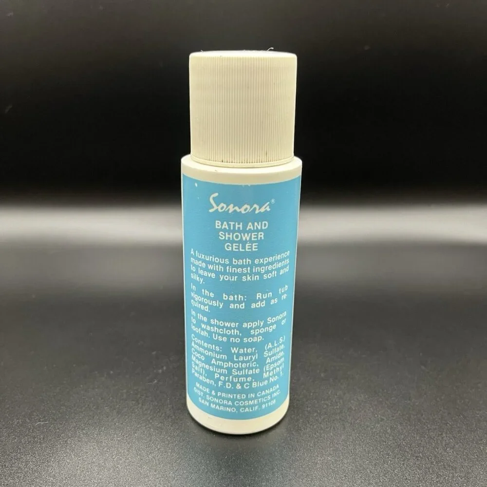 Vintage 70s MCM Sonora Bath and Shower Gelee Aqua Blue 4 Oz Travel Vanity Retro